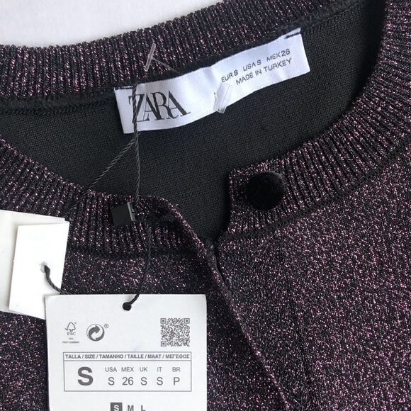 Zara Metallic Deep Red Merlot  Shimmer Cardigan size S - Picture 15 of 15